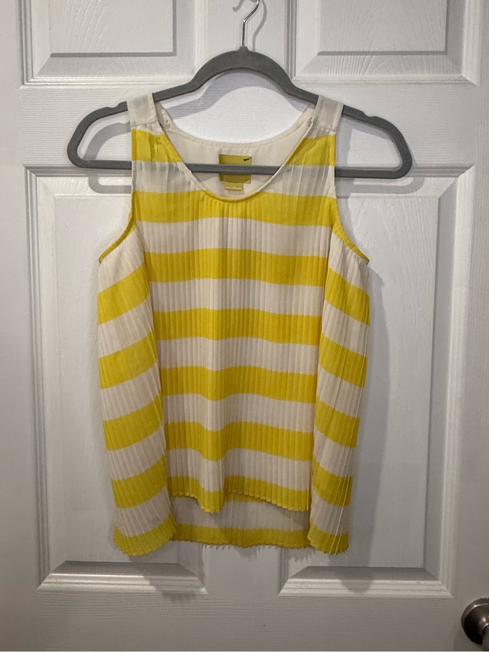 Maeve Yellow and white Striped Ribbed Tank
